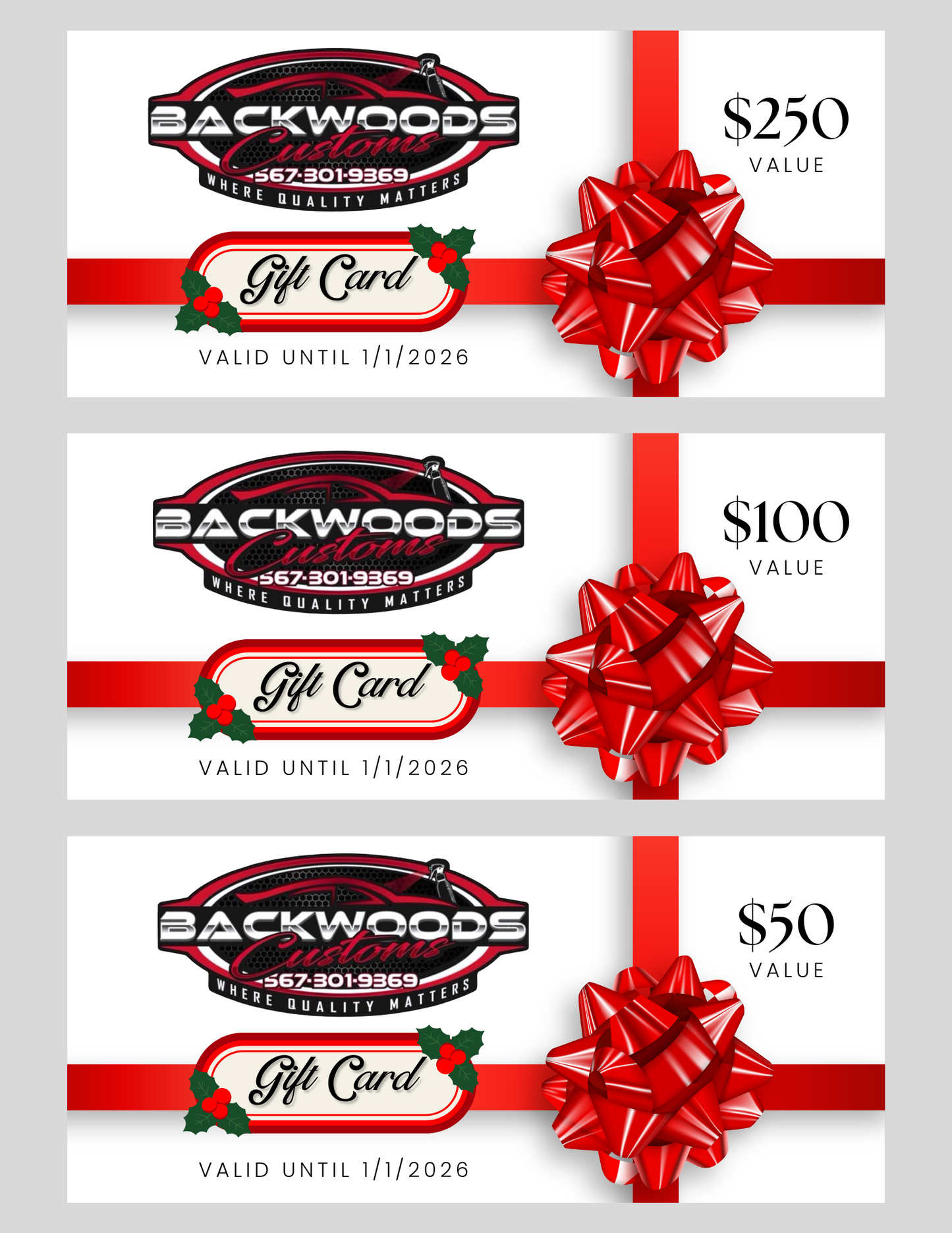 Backwoods Customs Gift Card